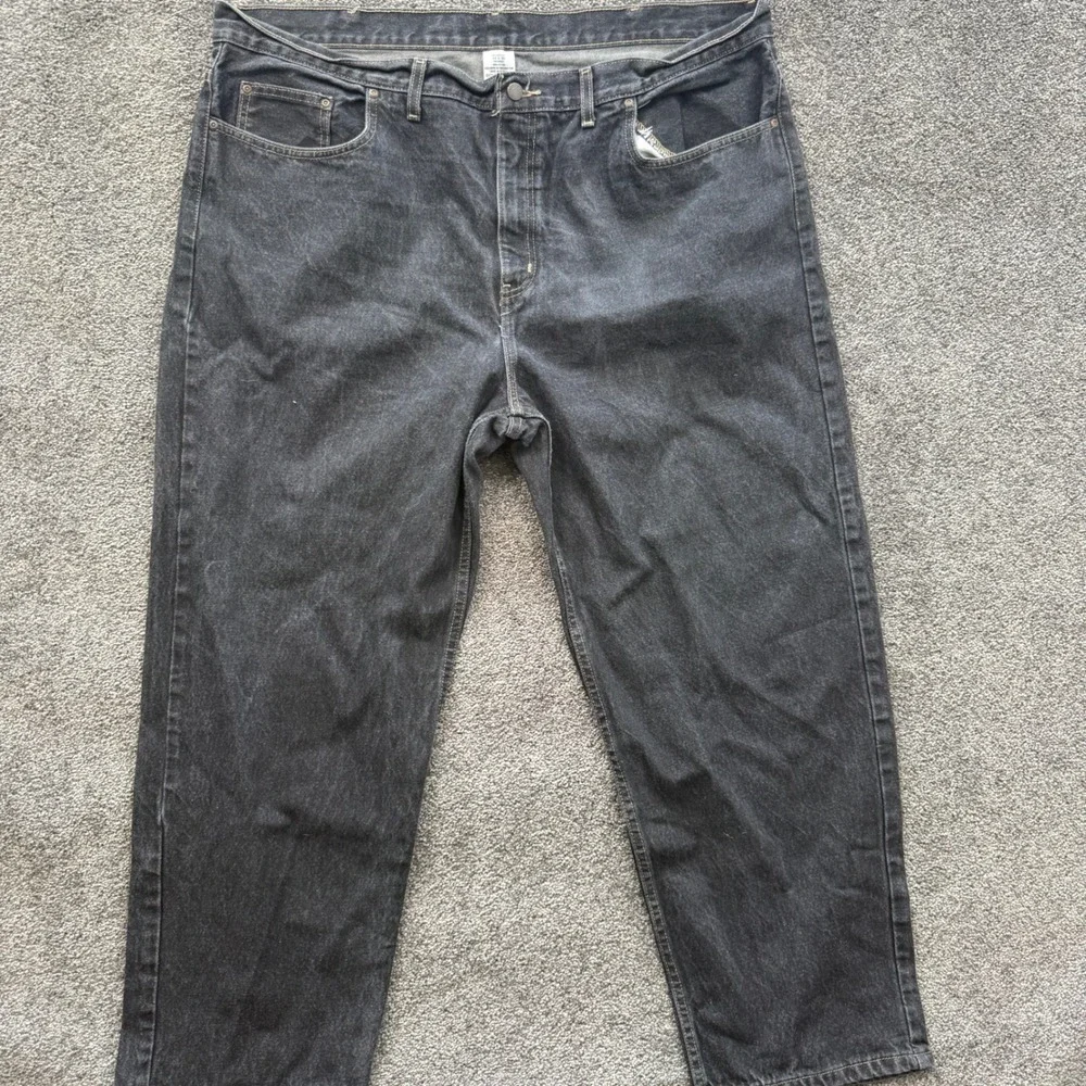 VTG Faded Glory Mens Relaxed Fit Jeans Black Denim 44x30 112371 36 Cotton